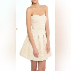 Honey Punch Ivory Baby Doll Fit & Flare Mini Bandage Dress Empire Waist sz S